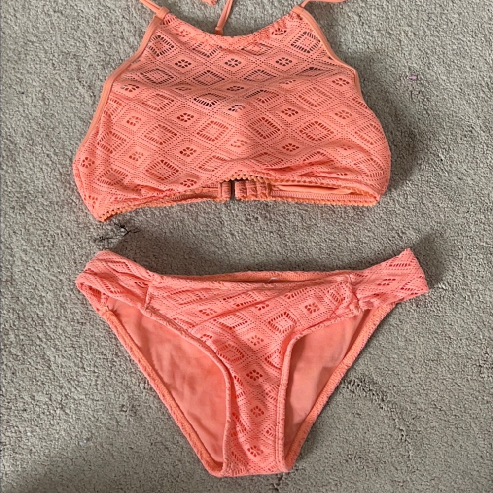 Peach lace bikini
